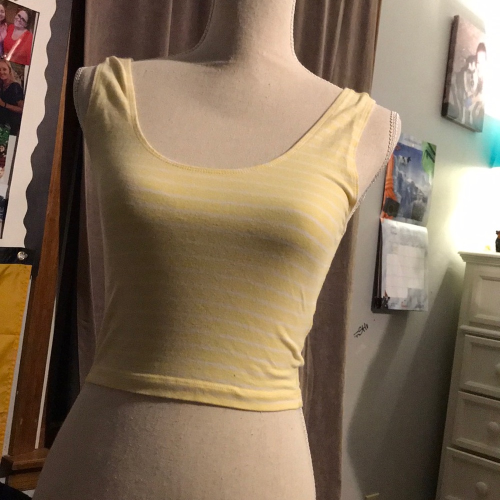 Yellow striped crop top